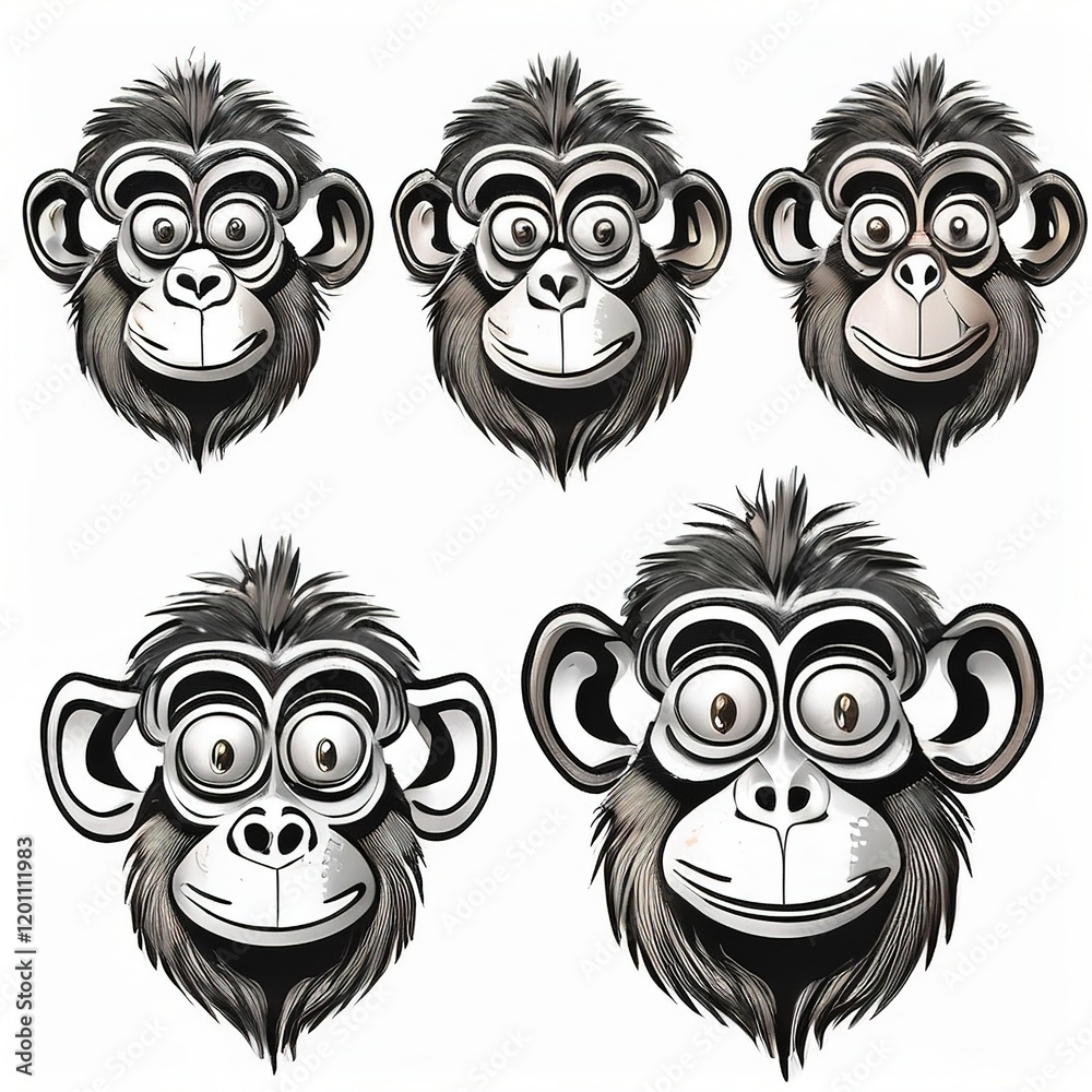 Fototapeta premium 3d illustration cartoon drawing of a monkey character, monkey character cartoon