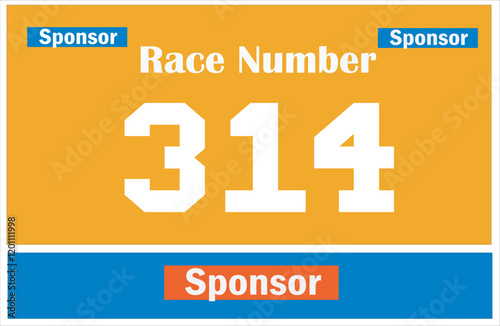 Yellow colored marathon number bib isolated on white