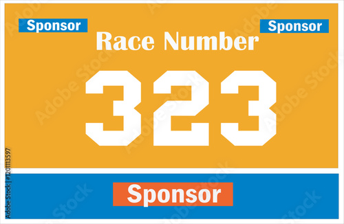 Yellow colored marathon number bib isolated on white