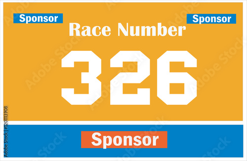 Yellow colored marathon number bib isolated on white