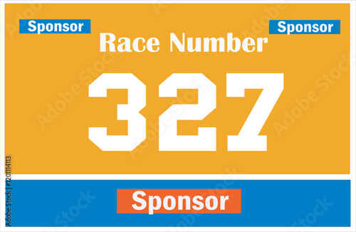 Yellow colored marathon number bib isolated on white