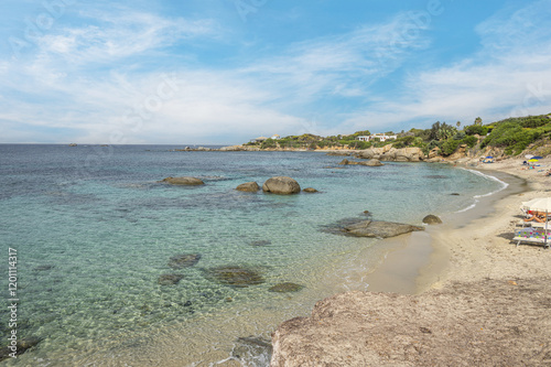 Obraz na płótnie Cala Caterina beach in Villasimius with turquoise and transparent water w salonie