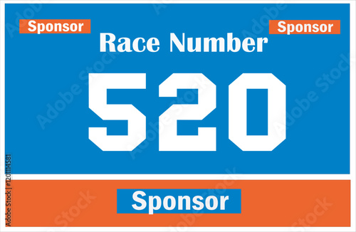 Blue colored marathon number bib isolated on white