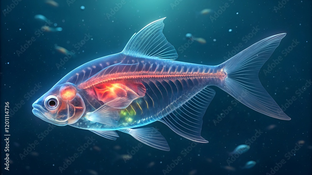 Naklejka premium This striking image presents a transparent fish