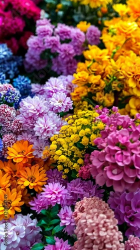 Wallpaper Mural Vibrant flower arrangement showcasing a variety of colors and types in a market setting during daytime Torontodigital.ca