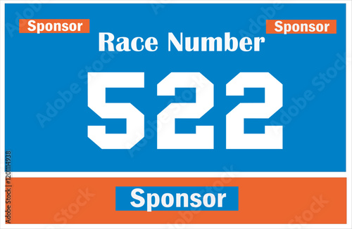 Blue colored marathon number bib isolated on white