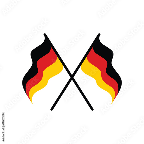 vector design of two german flags flying on crossed poles