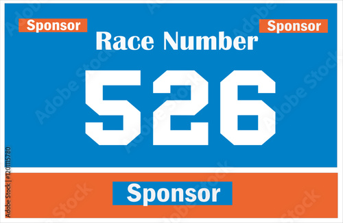Blue colored marathon number bib isolated on white