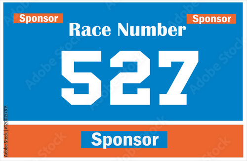 Blue colored marathon number bib isolated on white
