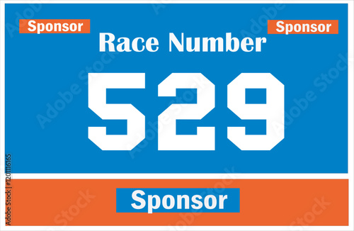 Blue colored marathon number bib isolated on white