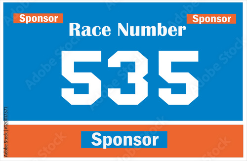 Blue colored marathon number bib isolated on white