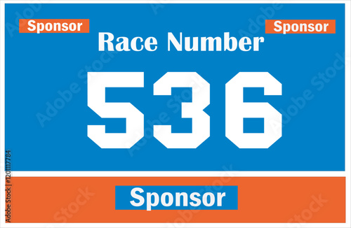 Blue colored marathon number bib isolated on white