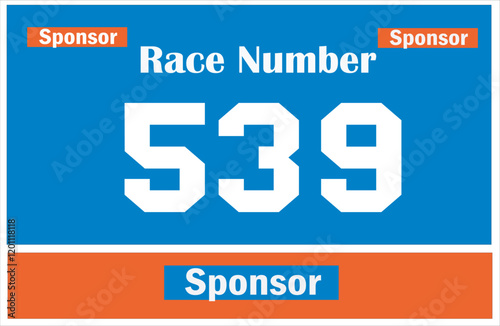 Blue colored marathon number bib isolated on white