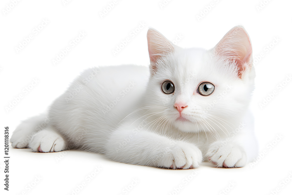 Cute fluffy white kitten isolated on background Cute fluffy white kitten isolated on background