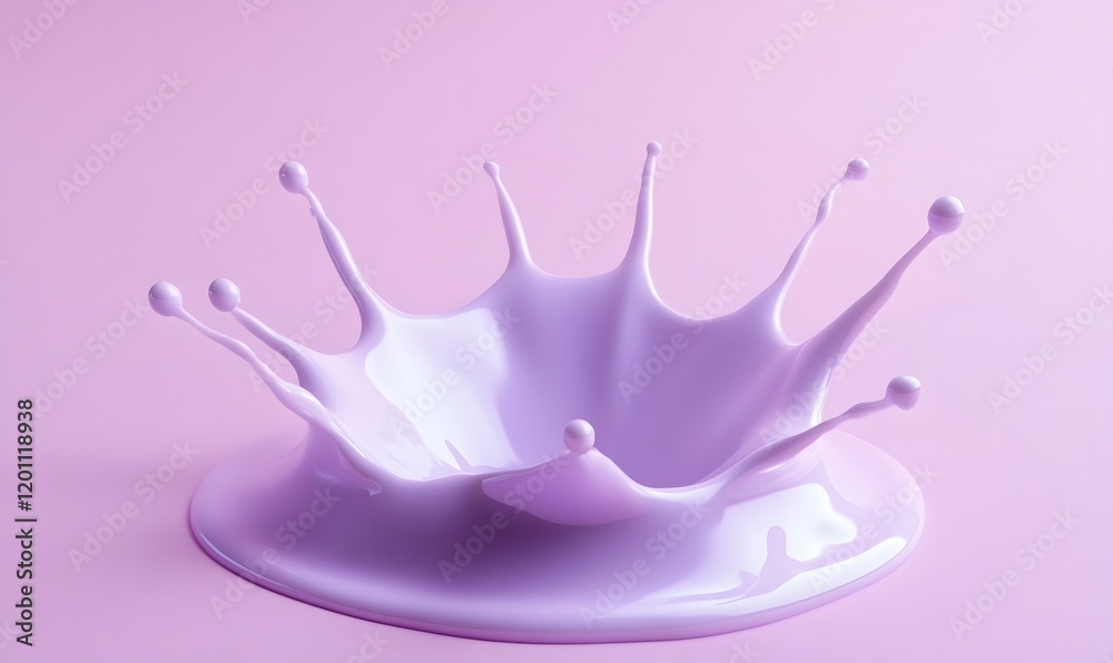 Lavender liquid crown splash on pink background. Lavender liquid crown splash on pink background.