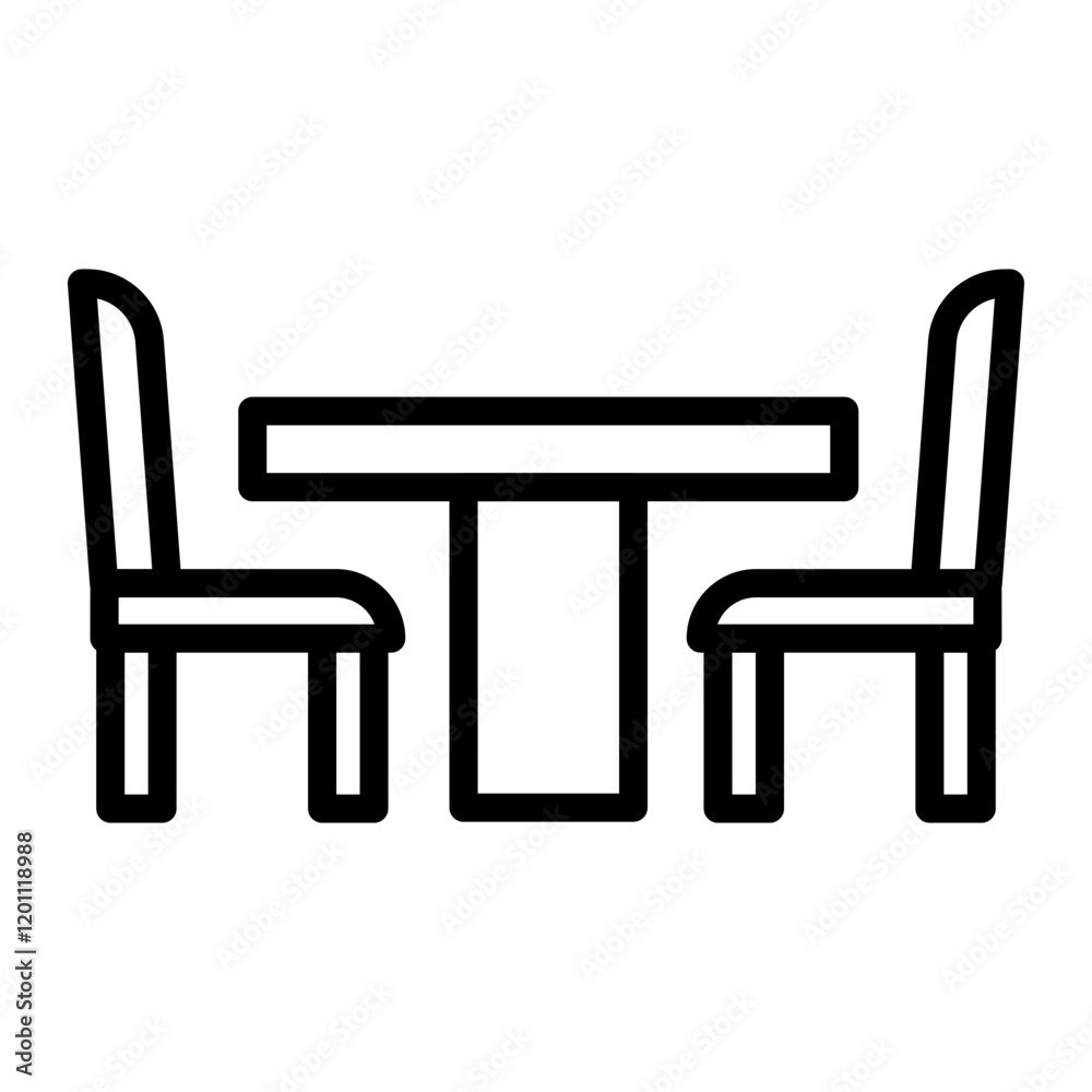 Dining Table Vector Line Icon Design Dining Table Vector Line Icon Design