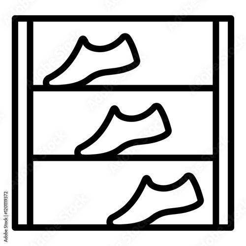 Shoe Rack Vector Line Icon Design