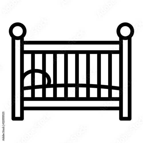 Crib Vector Line Icon Design