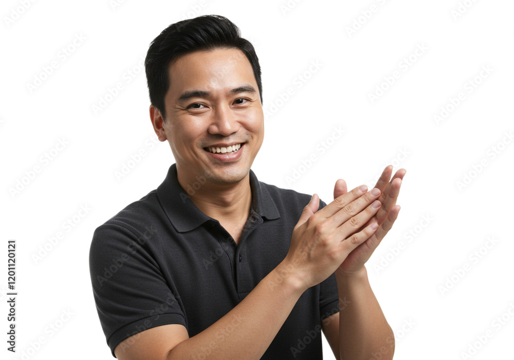 Happy Smiling Asian Man Clapping Hands Portrait Studio Shot Male Face Model Human Image Photo Adult Happy Smiling Asian Man Clapping Hands Portrait Studio Shot Male Face Model Human Image Photo Adult