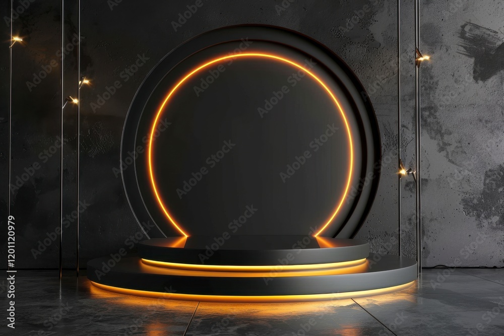Modern Minimalist Studio Space with Circular Backdrop and Lighting