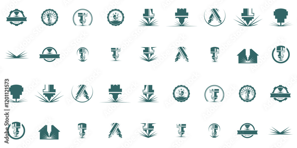 laser cutting logo designs, editable laser cutting icons, cnc logo designs, symbols, graphics
