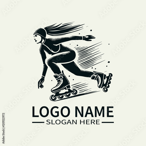 Ice Speed Skating Logo, Speed Skater Logo Design, Winter Sports LogoProfessional Skater Logo, Dynamic Speed Logo