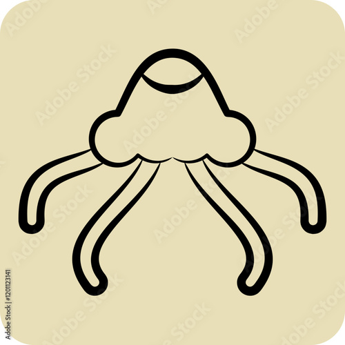 Icon Jelly Fish. related to Summer symbol. hand drawn style. design editable photo