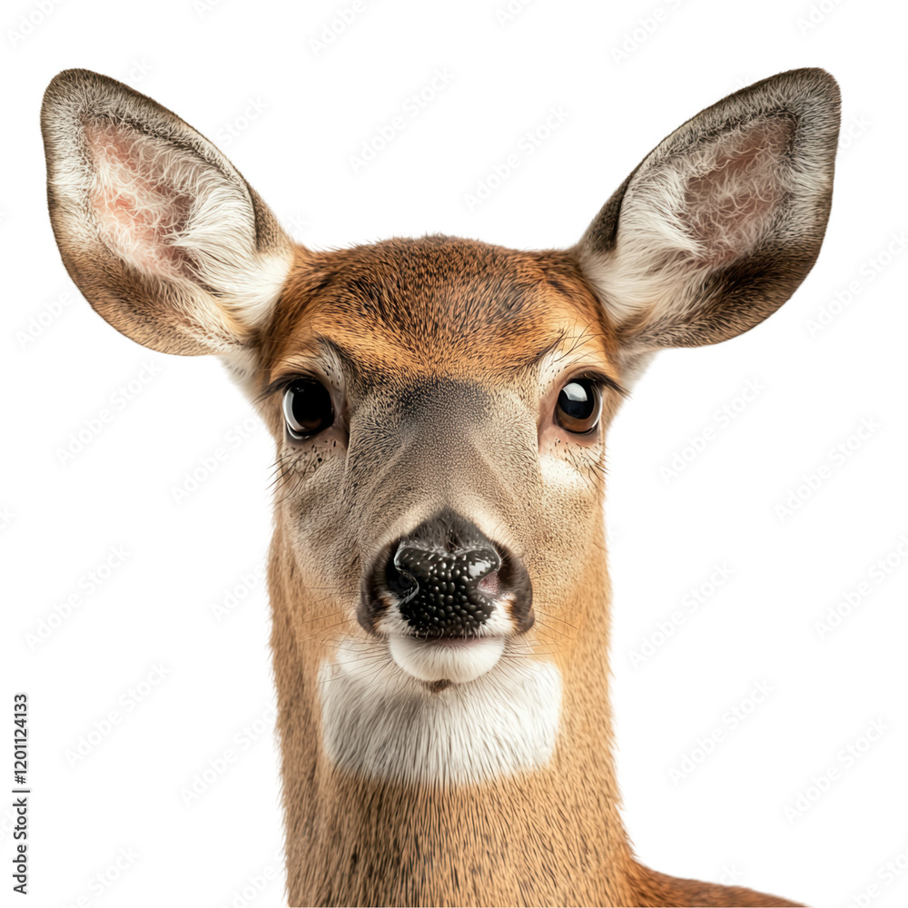 Deer close-up portrait forest animal nature eye-level transparent background Deer close-up portrait forest animal nature eye-level transparent background