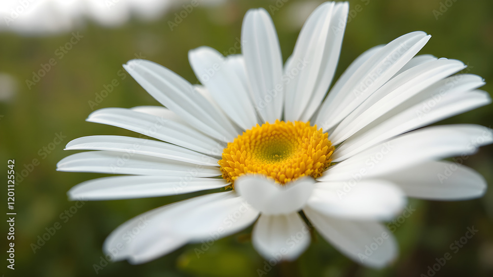 Fototapeta premium Closeup of a white daisy flower blooming in a garden during spring and summer