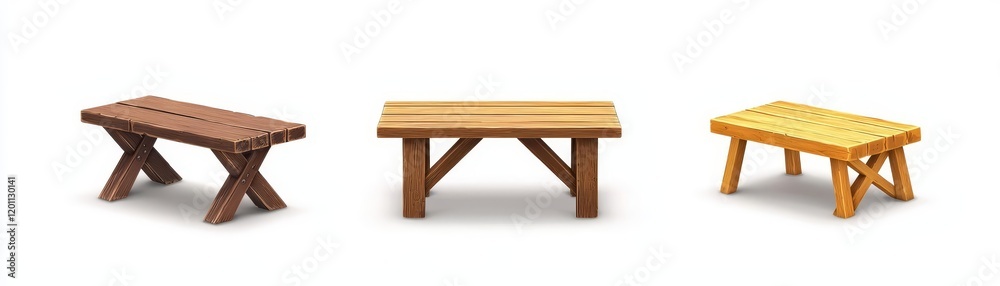 A collection of wooden tables showcasing different styles and finishes, perfect for enhancing any indoor or outdoor space. A collection of wooden tables showcasing different styles and finishes, perfect for enhancing any indoor or outdoor space.