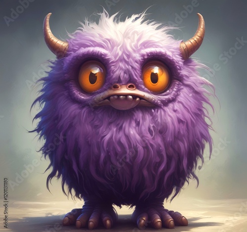 Illustration of fluffy and cute small monster.