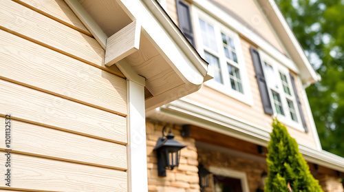 Captivating House Exterior: A Detailed View of Architectural Design and Siding. Discover the beauty of modern home architecture and exterior design trends.