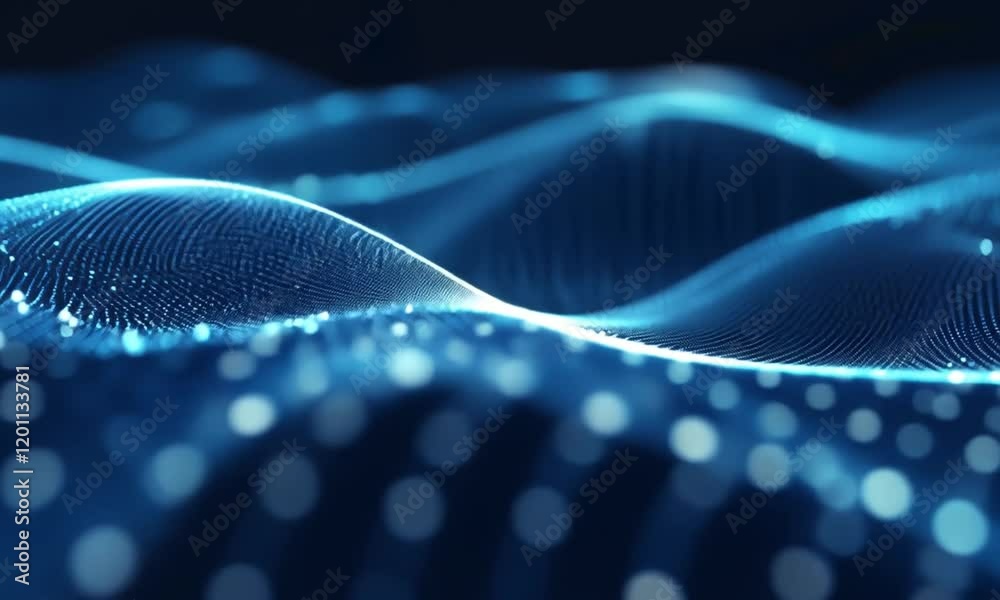Digital technology binary code wave blue background