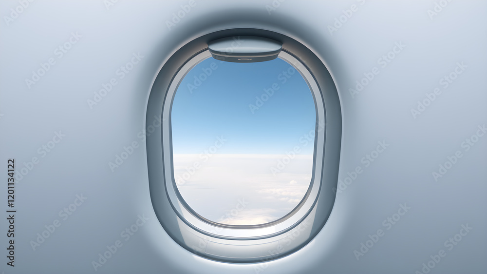 Fototapeta premium aircraft window front view isolated on white background. Generative AI