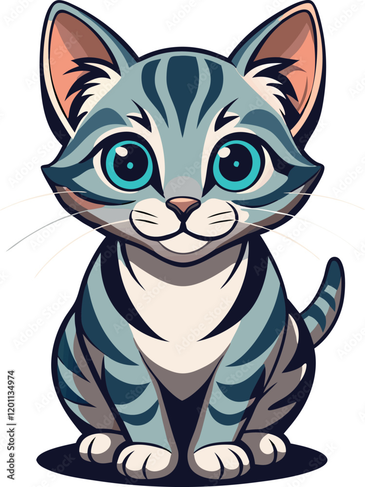 Fototapeta premium Beautiful animal baby cat vector artwork illustration 