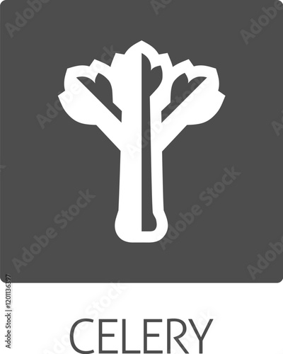 Celery vegetable food stylised icon concept. Possibly an icon for the allergen or allergy.
