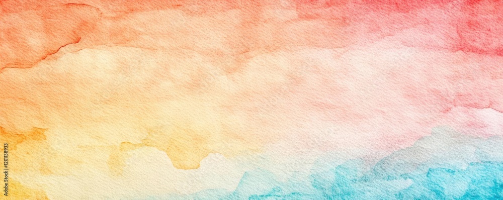 Obraz premium Paper watercolor idea. A colorful gradient watercolor background with soft hues of orange, pink, and blue.