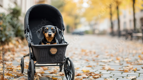 Dachshund in Autumn Stroll:...