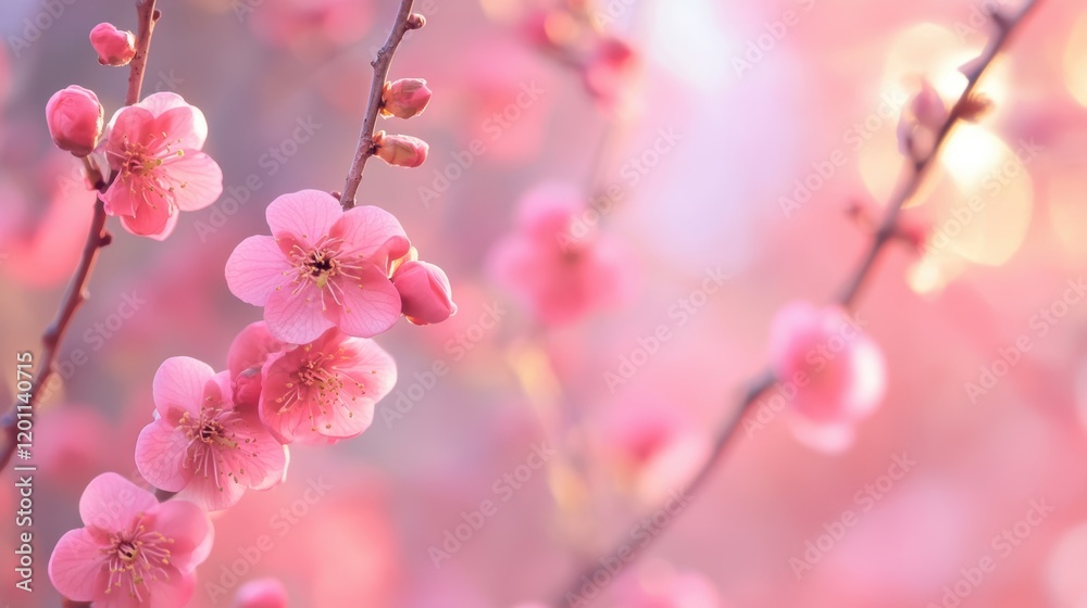 Blooming cherry blossoms create a stunning display in soft pink hues during springtime in a serene natural setting Blooming cherry blossoms create a stunning display in soft pink hues during springtime in a serene natural setting
