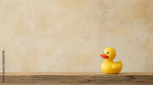 Rubber Ducky on Wooden Shel...