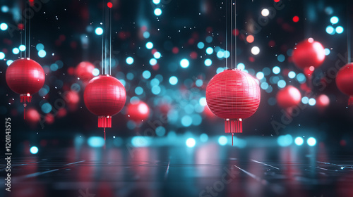 Red Ornaments and Bokeh Lig...