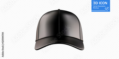 This black cap mockup displays a polished design ideal for showcasing branding ideas or promotional campaigns. The cap features a clean structure, making it versatile for various applications.