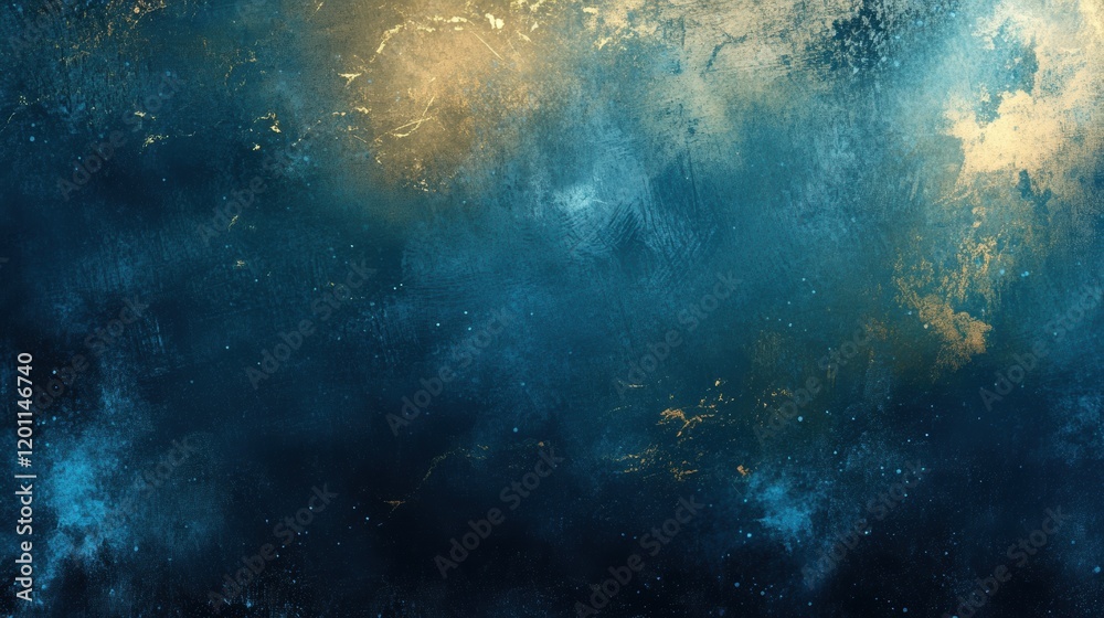 Abstract dark blue background with hints of gold and lighter tones exhibiting depth and texture Abstract dark blue background with hints of gold and lighter tones exhibiting depth and texture