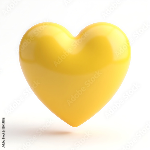 Shiny yellow heart on a white background. Perfect for expressing love, affection, happiness, or representing emotions in a bright and cheerful way.

