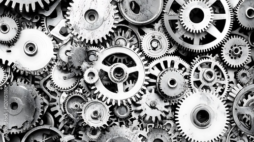 Wallpaper Mural Thinking. A brain with gears is shown in a silver color Torontodigital.ca