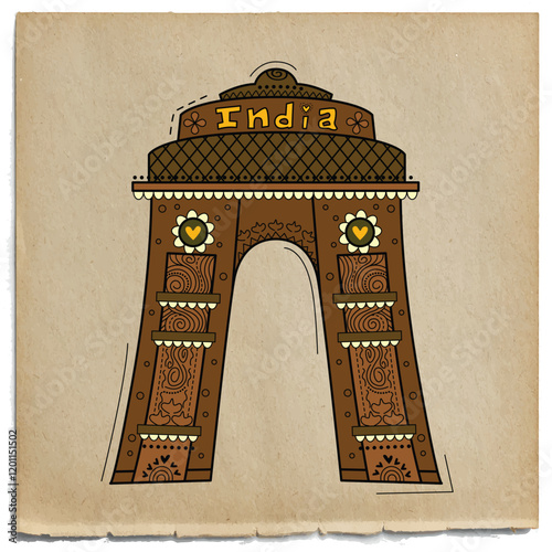 illustration of desi (Indian) art style India gate.
