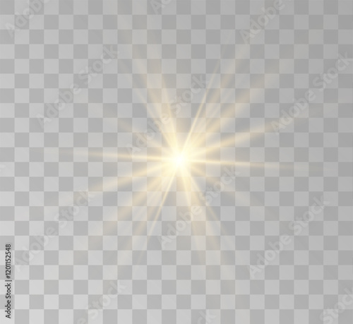 Transparent yellow sunlight special lens flash light effect. Front solar flare lenses	