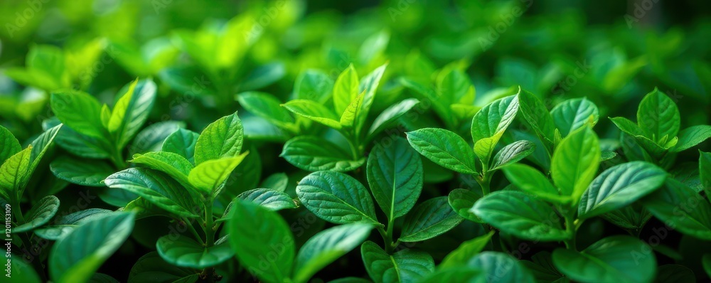 Lush green foliage, vibrant leaves, dense bush , natural, scene Lush green foliage, vibrant leaves, dense bush , natural, scene