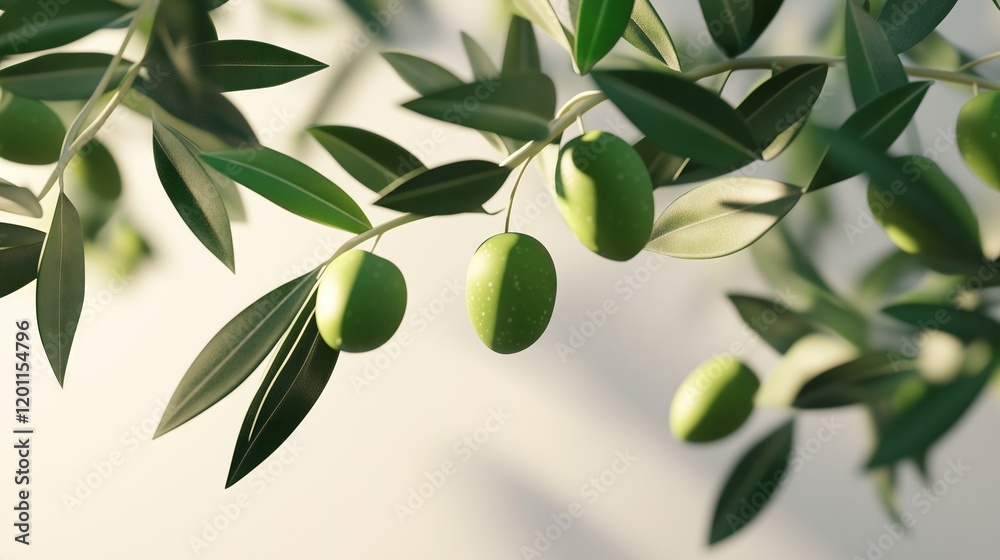 Leafy green olives ,Full depth of field, isolated on white background