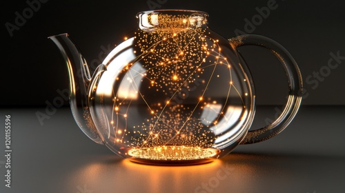 Illuminated Glass Teapot: A Digital Constellation